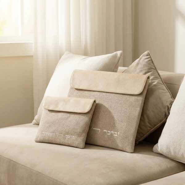 כיסויים דמוי פשתן משולב דמוי עור