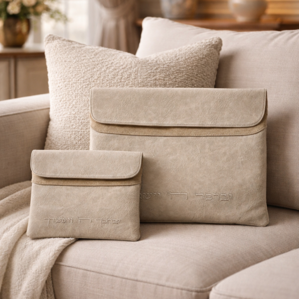 כיסויים דמוי עור אפור בשילוב זמש