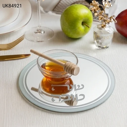 צלחת זכוכית לדבש 19ס״מ